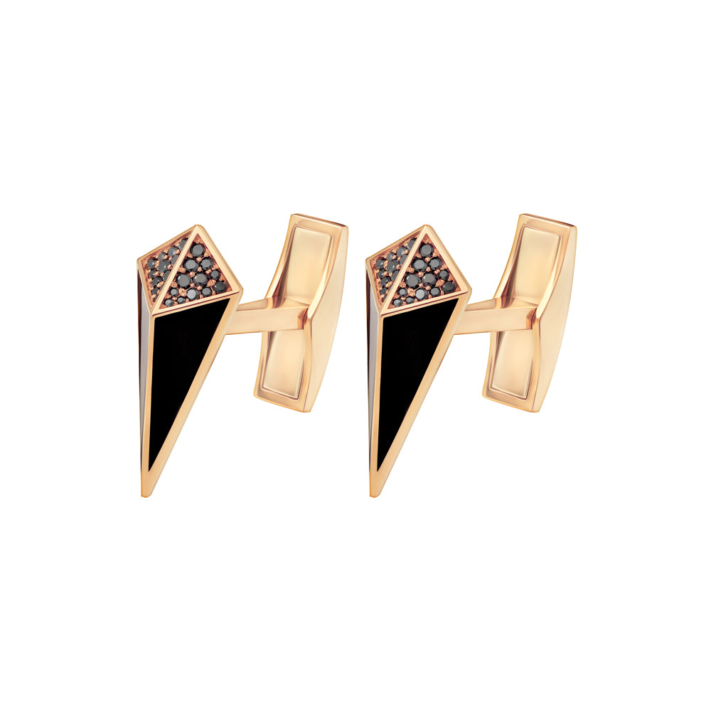 Cosmos Rose Gold Black Diamond Black Onyx Cufflinks