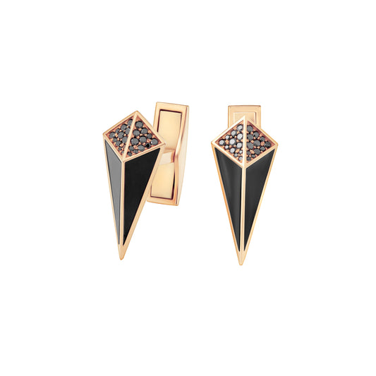 Cosmos Rose Gold Black Diamond Black Onyx Cufflinks