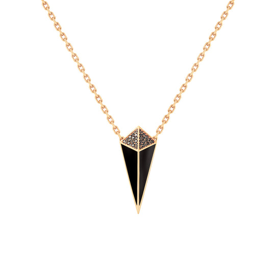 Cosmos Rose Gold Black Diamond Black Onyx Necklace