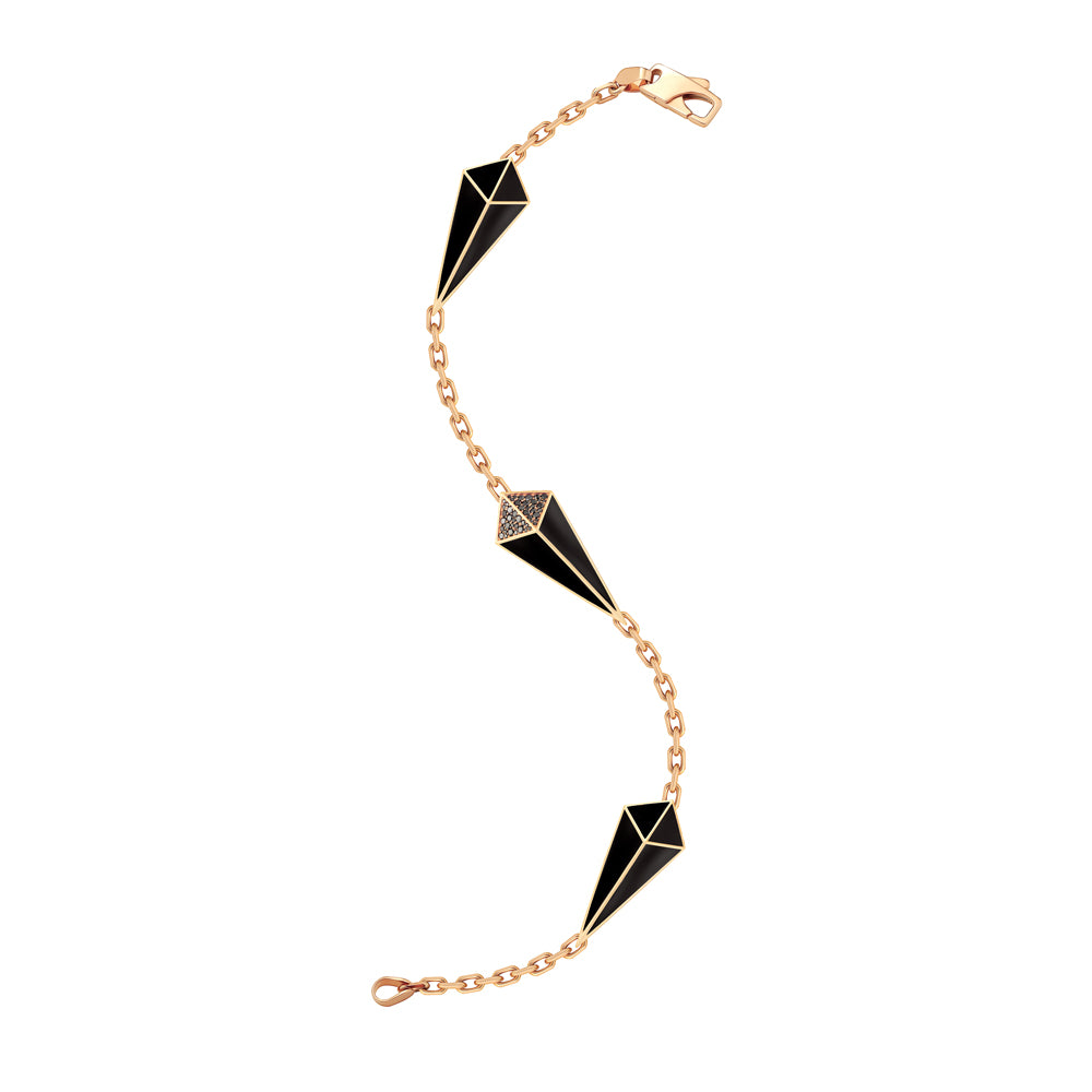 Cosmos Rose Gold Black Diamond Black Onyx Bracelet