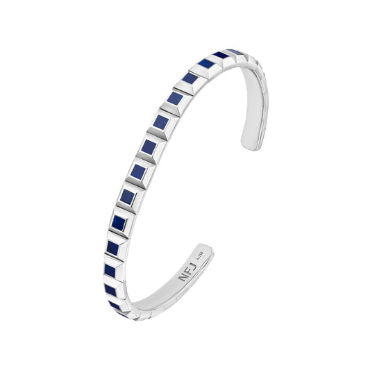 Revolution White Gold Lapis Lazuli Bangle