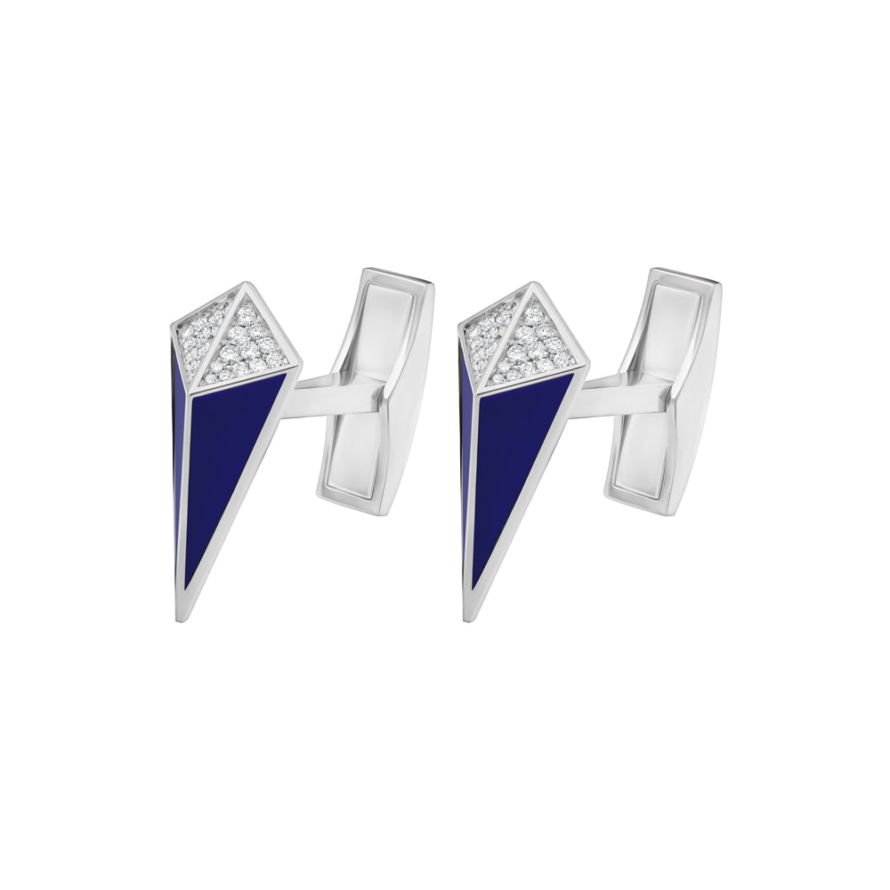 Cosmos White Gold Diamond Lapis Lazuli Cufflinks