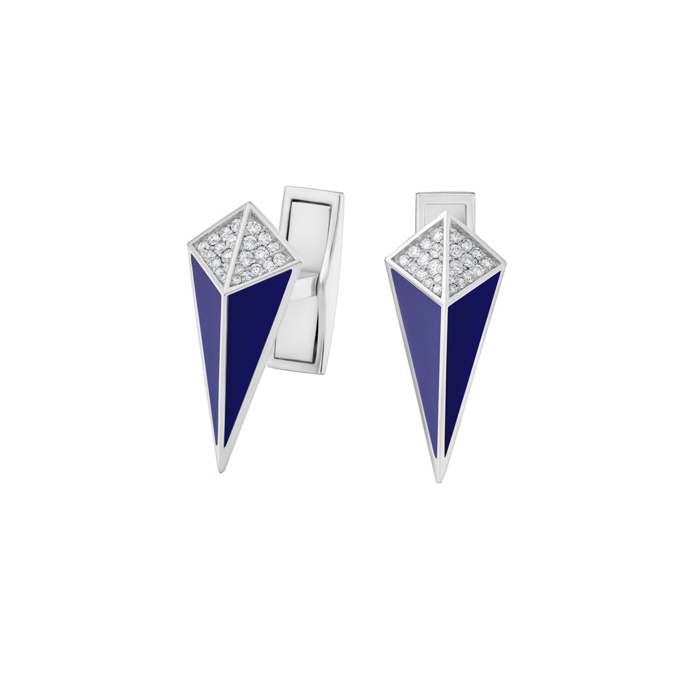 Cosmos White Gold Diamond Lapis Lazuli Cufflinks