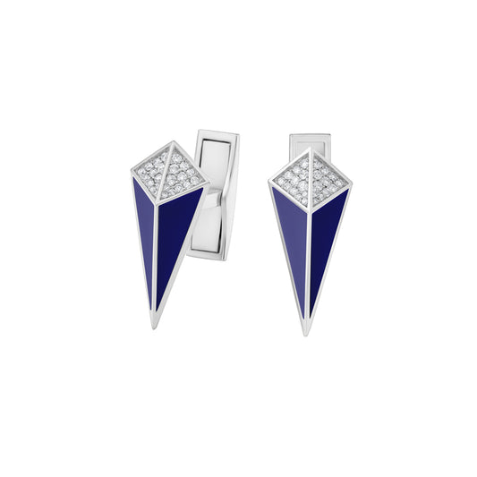 Cosmos White Gold Diamond Lapis Lazuli Cufflinks