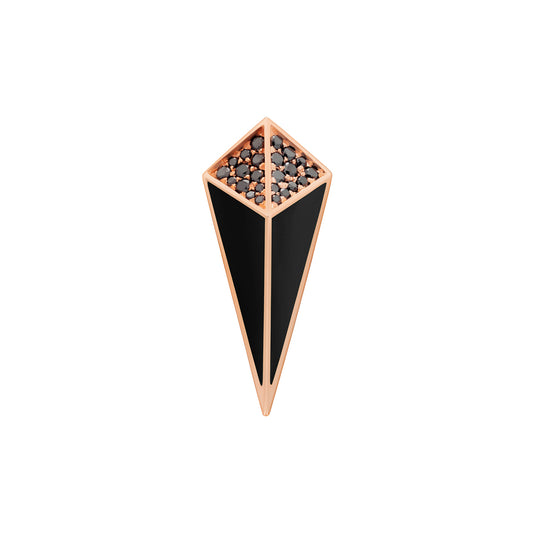 Cosmos Rose Gold Black Diamond Black Onyx Single Earring Stud