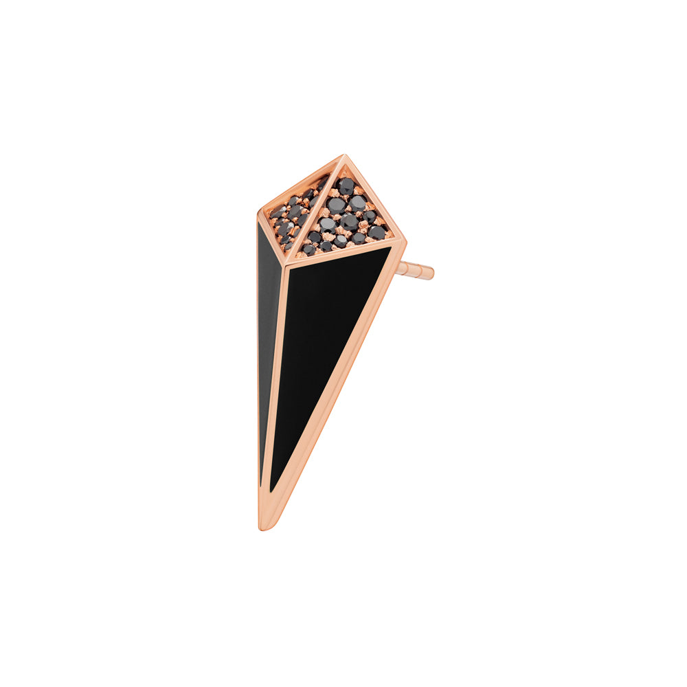 Cosmos Rose Gold Black Diamond Black Onyx Single Earring Stud