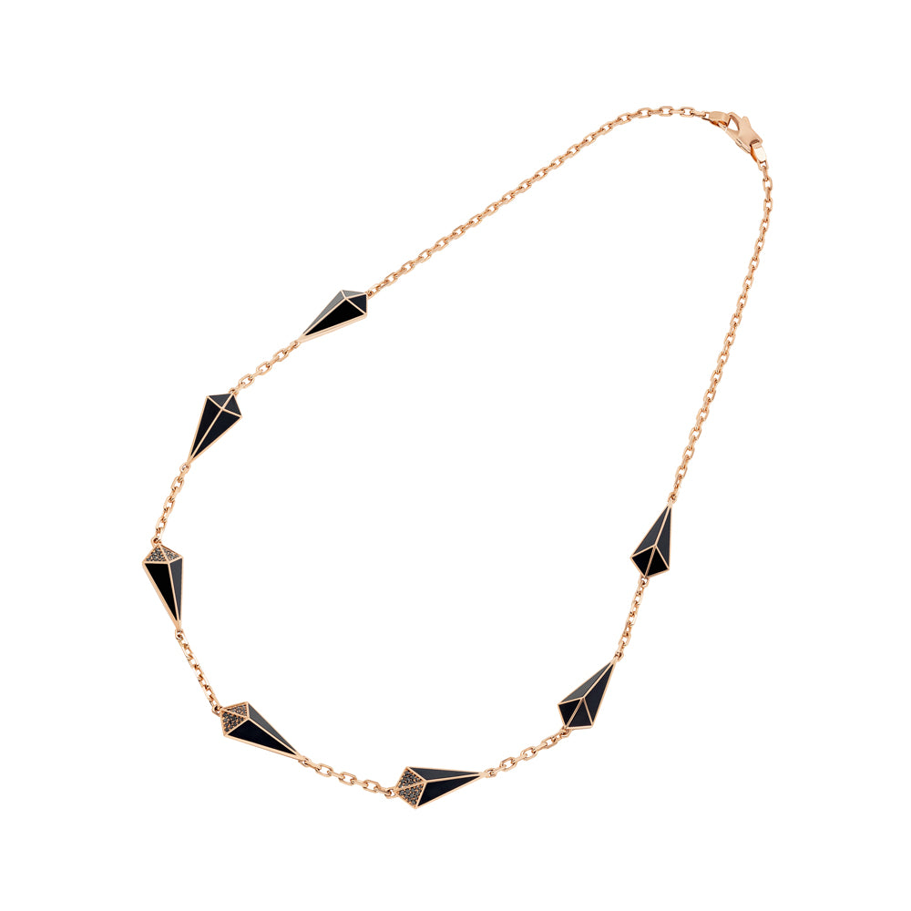 Cosmos Rose Gold Black Diamond Black Onyx Choker Necklace