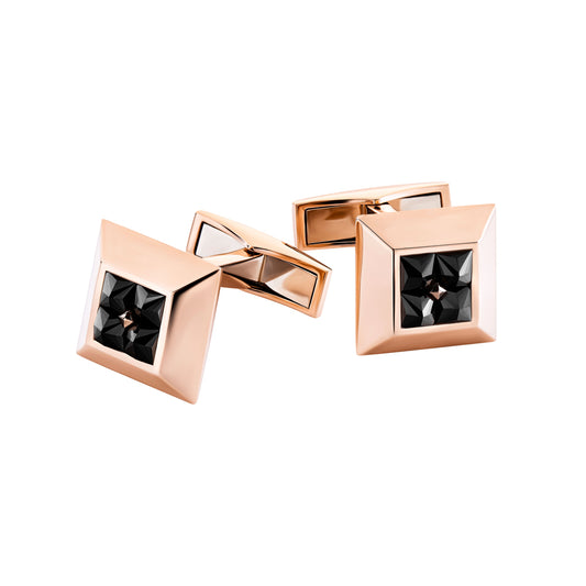 Revolution Rose Gold Princess Black Diamond Cross Cufflinks