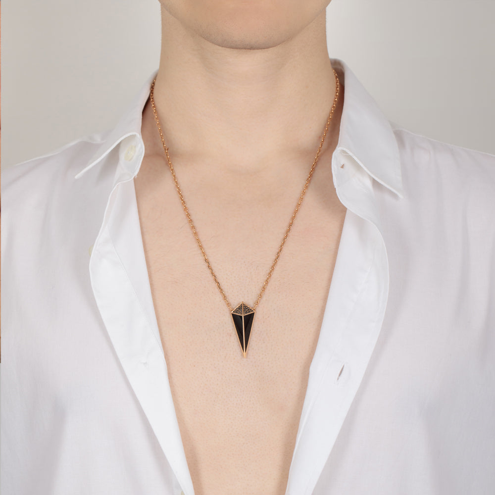 Cosmos Rose Gold Black Diamond Black Onyx Necklace