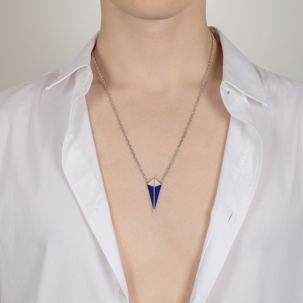 Cosmos White Gold Diamond Lapis Lazuli Necklace
