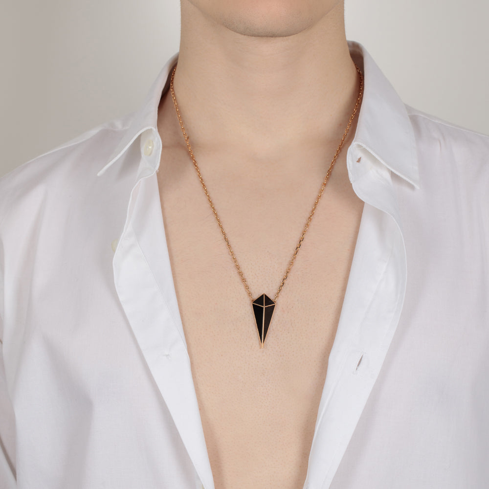 Cosmos Rose Gold Black Onyx Necklace