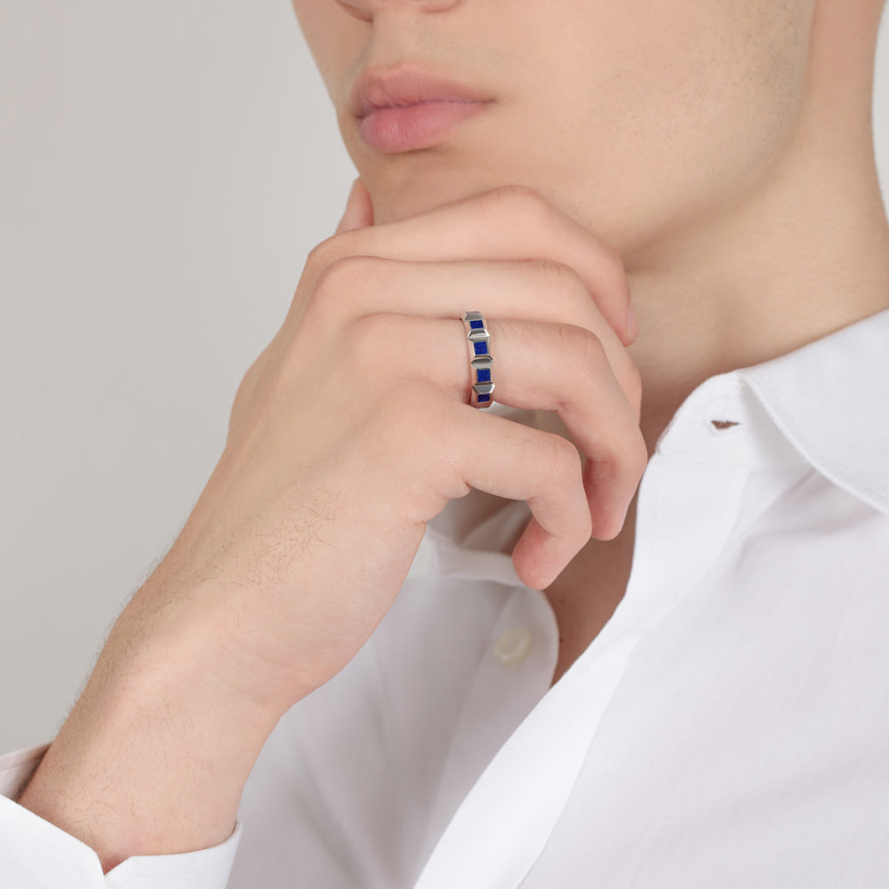 Revolution White Gold Lapis Lazuli Band