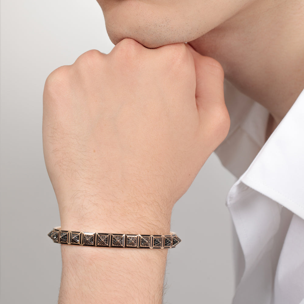 Revolution Rose Gold Black Diamond Back Ceramic Enamel Bangle