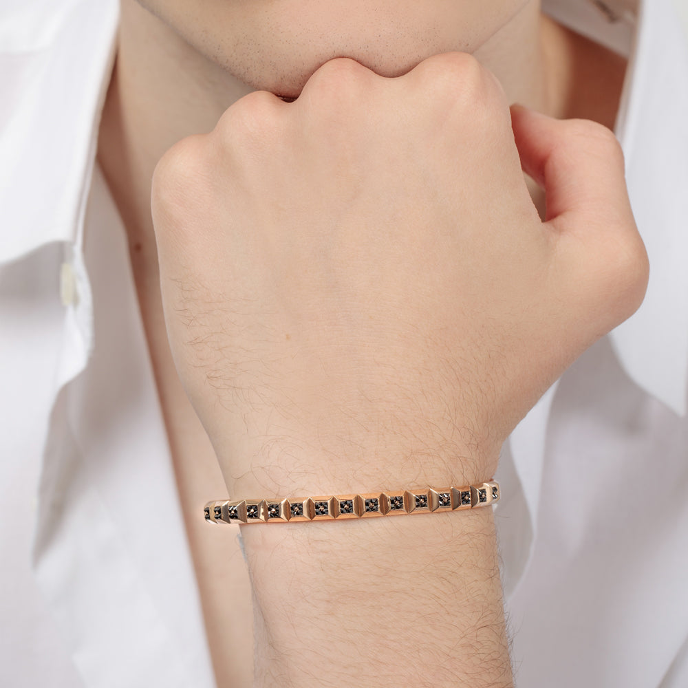 Revolution Rose Gold Princess Black Diamond Bangle