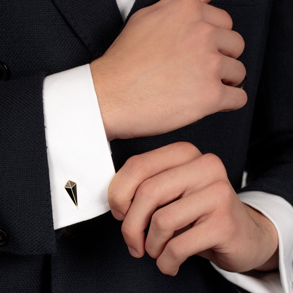 Cosmos Rose Gold Black Diamond Black Onyx Cufflinks