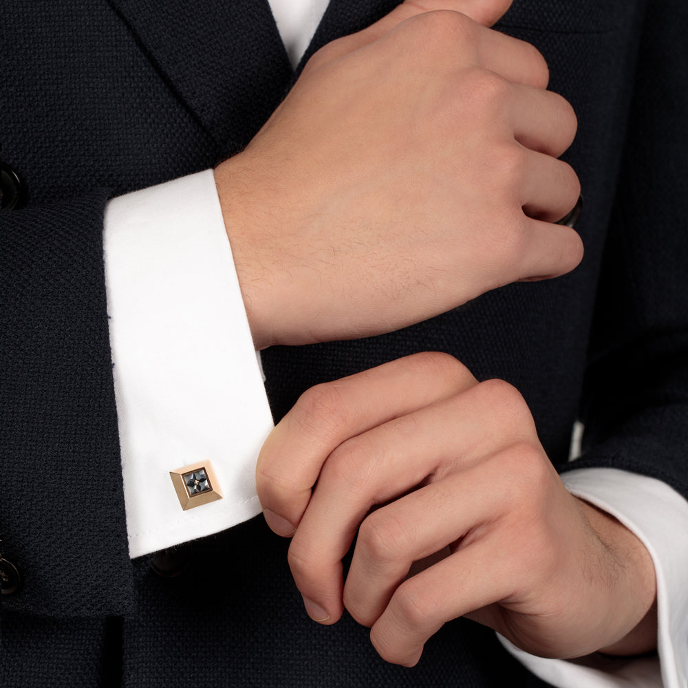 Revolution Rose Gold Princess Black Diamond Cross Cufflinks