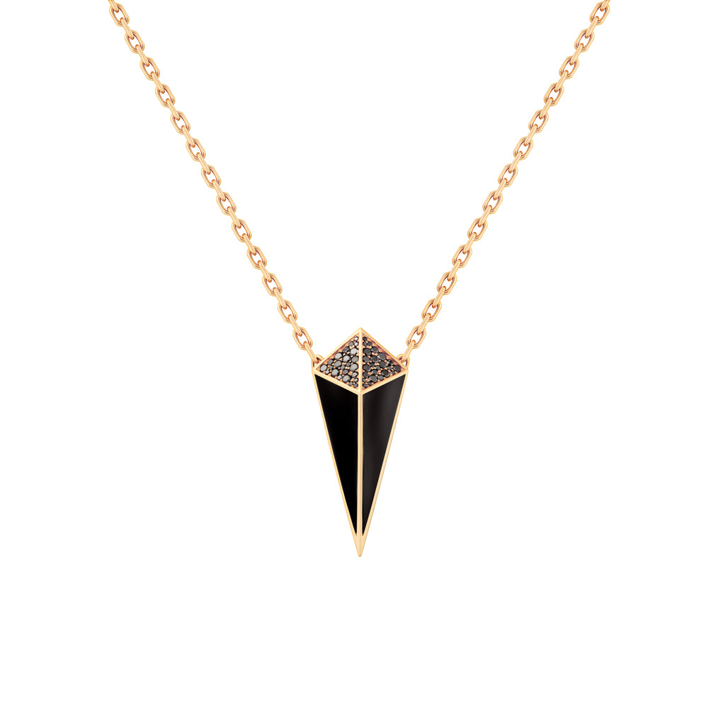 Cosmos Rose Gold Black Diamond Black Onyx Necklace