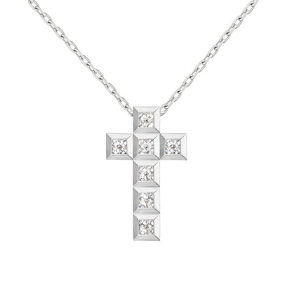 Revolution White Gold Princess Diamond Cross Necklace