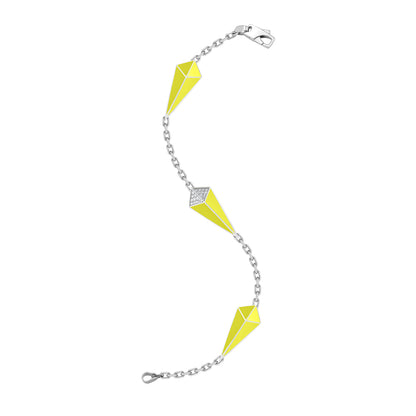 Cosmos White Gold Diamond Neon Yellow Enamel Bracelet