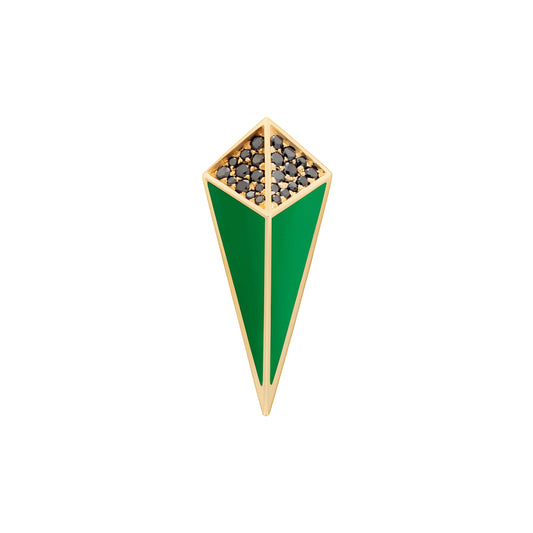 Cosmos Rose Gold Black Diamond Star Green Enamel Single Earring Stud