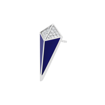 Cosmos White Gold Diamond Lapis Lazuli Single Earring Stud