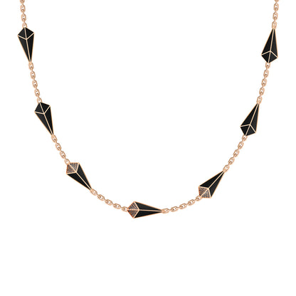 Cosmos Rose Gold Black Diamond Black Onyx Choker Necklace
