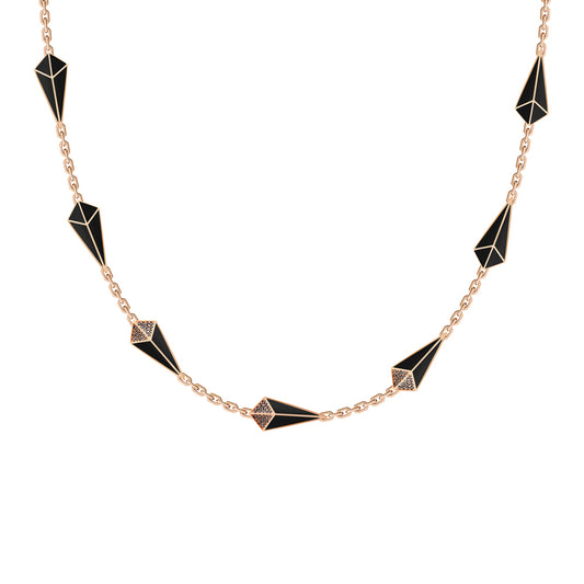 Cosmos Rose Gold Black Diamond Black Onyx Choker Necklace