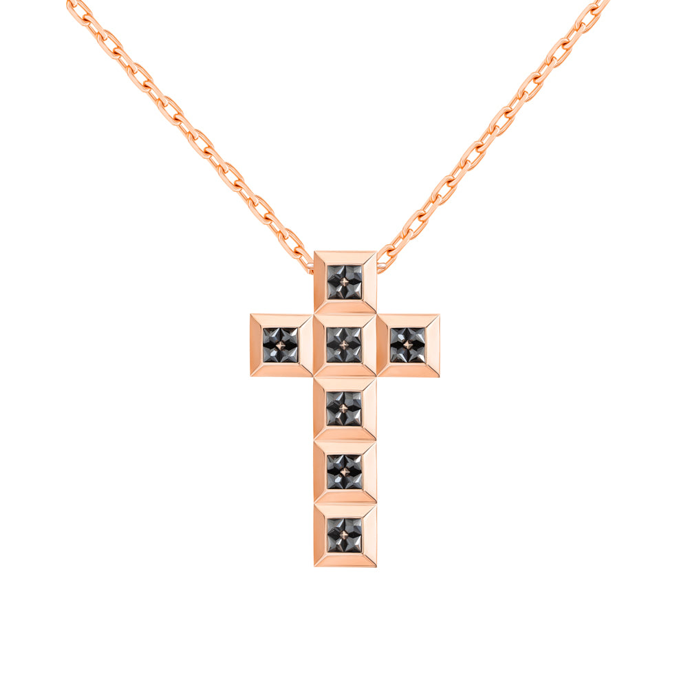 Revolution Rose Gold Princess Black Diamond Cross Necklace