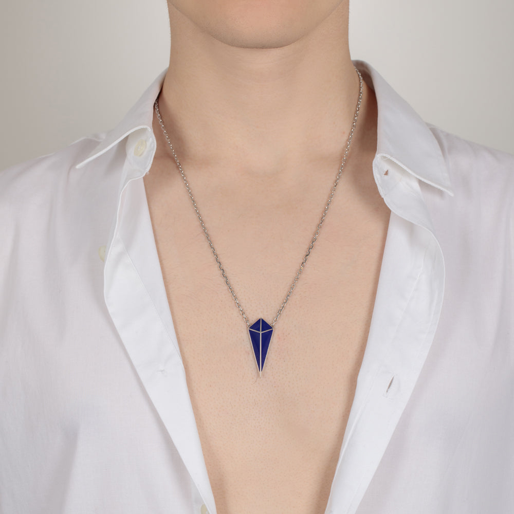 White gold shop lapis pendant